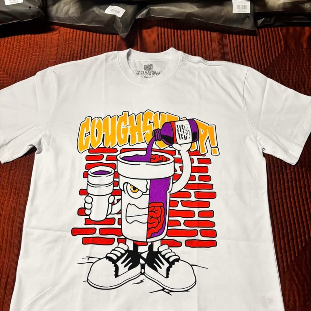 White “Awful Lot of Cough Syrup” T-Shirt Size Large